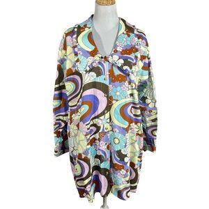Damson Madder Button Front Shirt Dress Size 10 Psychedelic Floral Mini